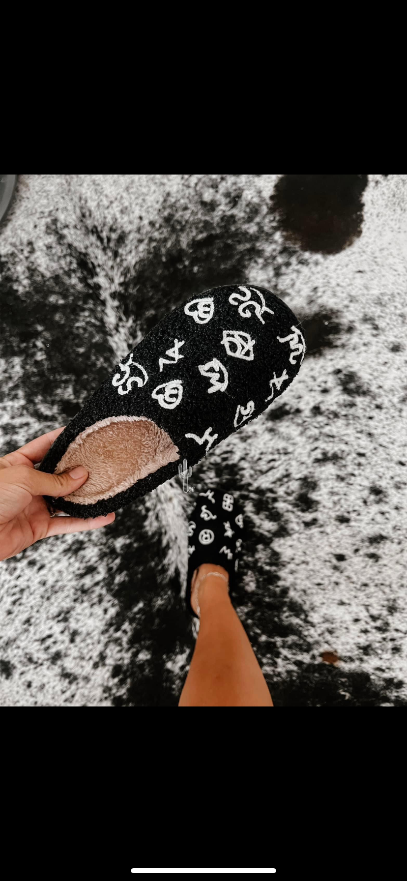 Black Branded Slippers