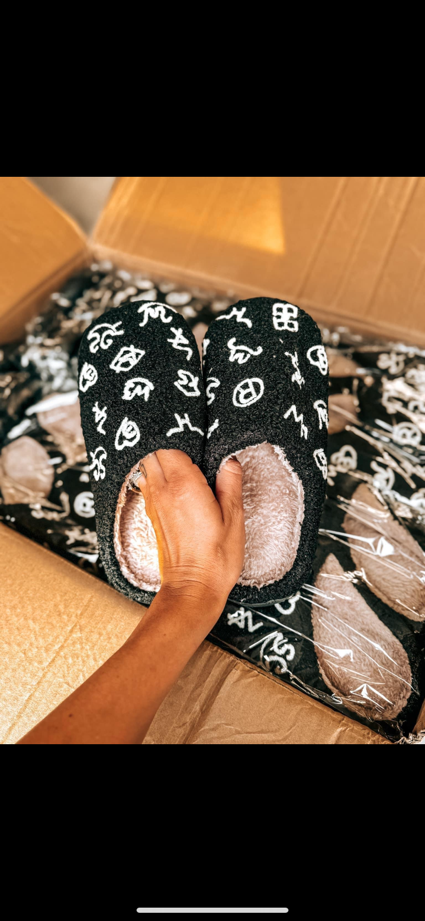 Black Branded Slippers