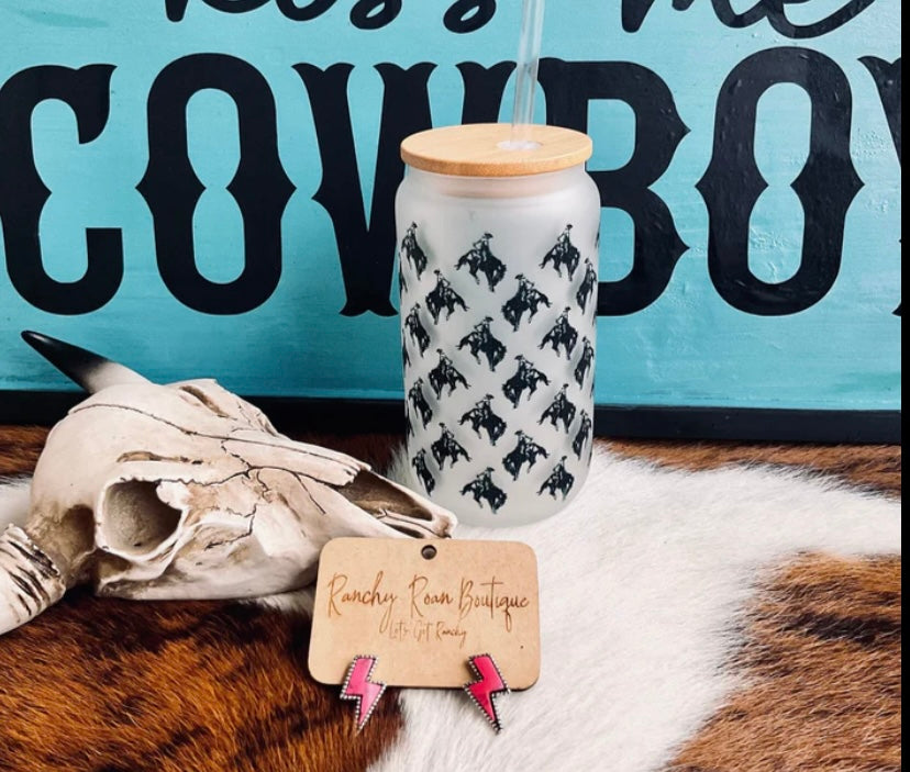 Bucking Bronc glass tumbler