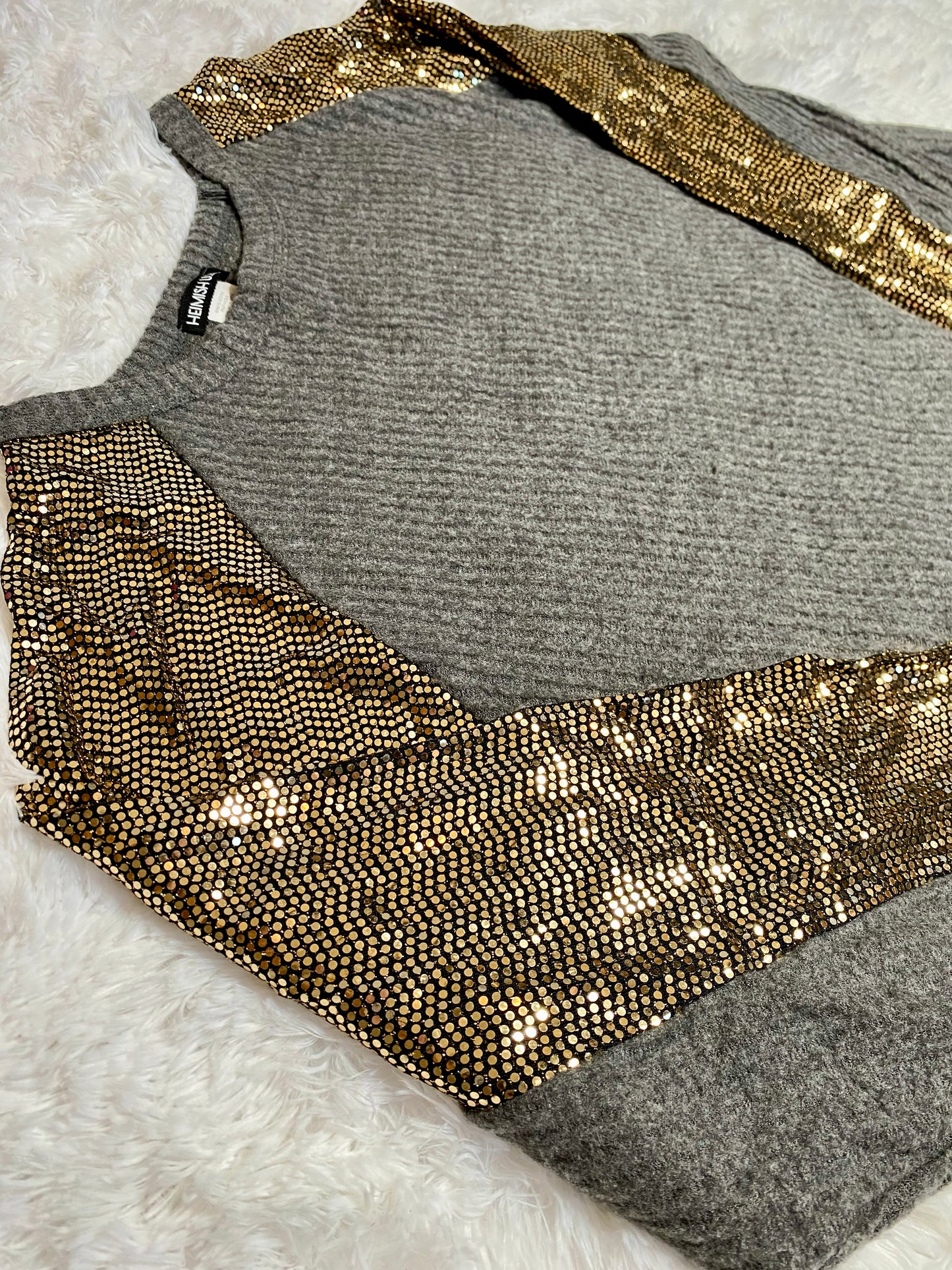 Plus sequin waffle top