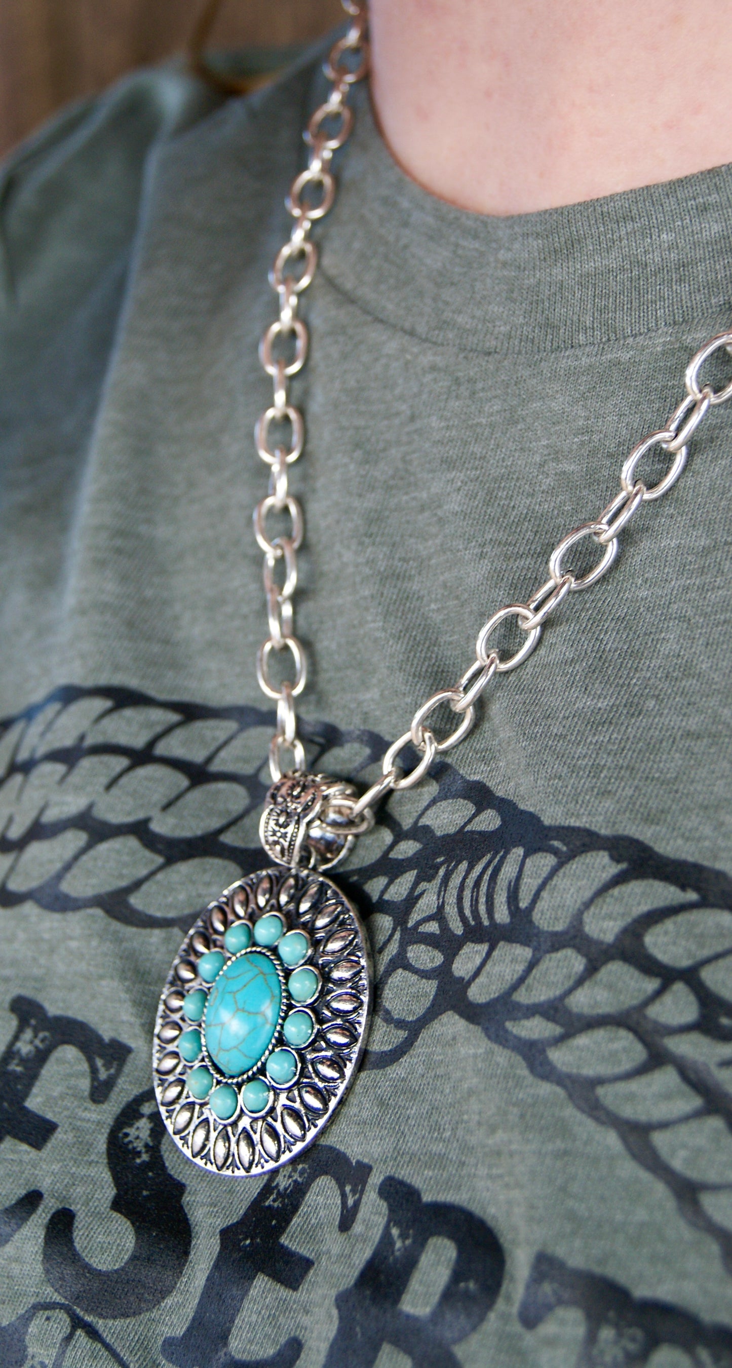 Turquoise Concho Necklace