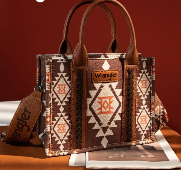 'Coffee' Wrangler southwestern print canvas tote