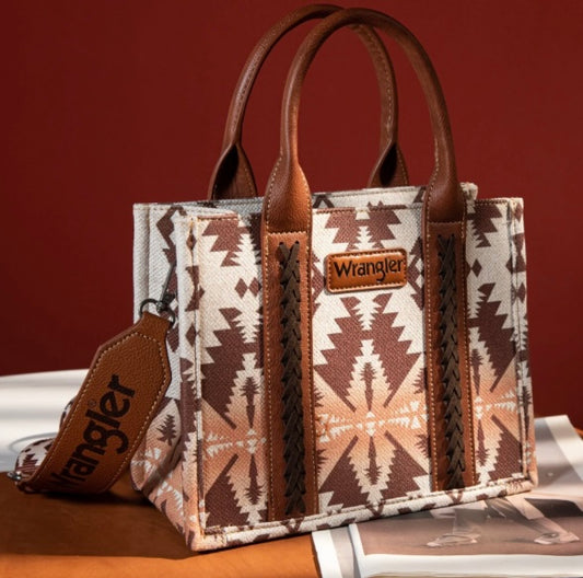 'Light Coffee' Wrangler southwestern print canvas tote