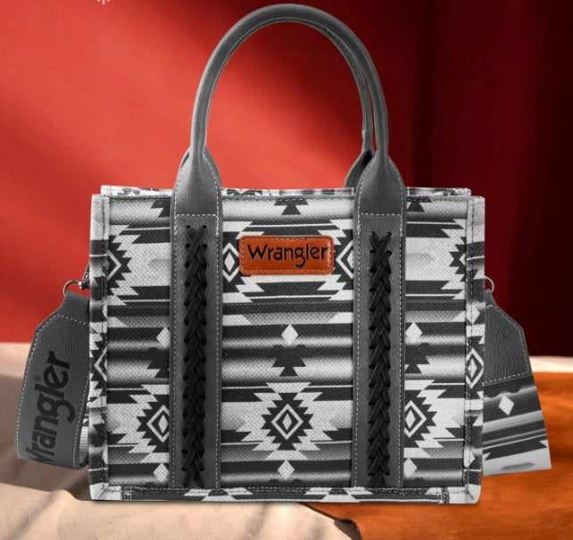 'Black' Wrangler southwestern print canvas tote