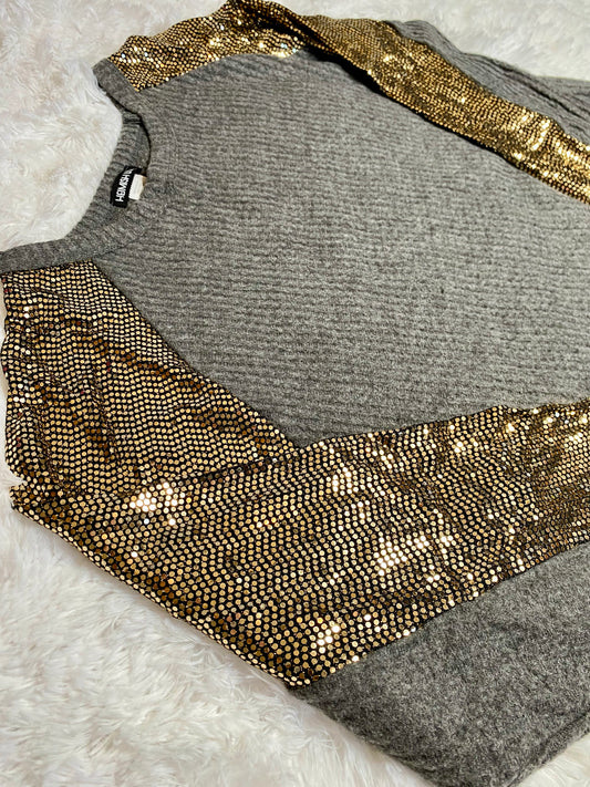 Plus sequin waffle top