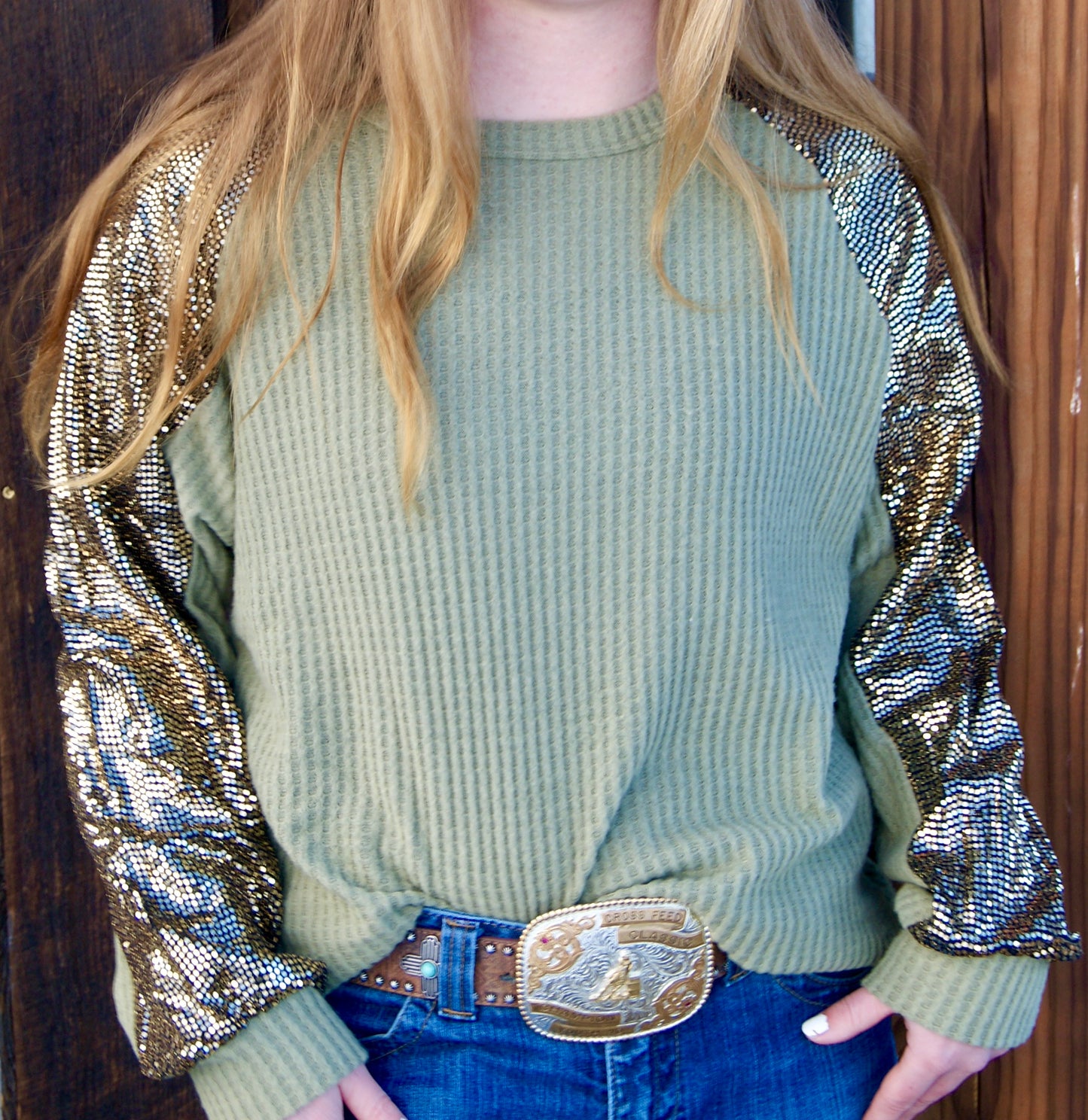 Sequin Waffle top