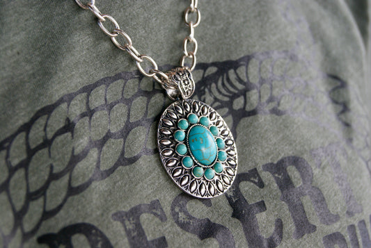 Turquoise Concho Necklace